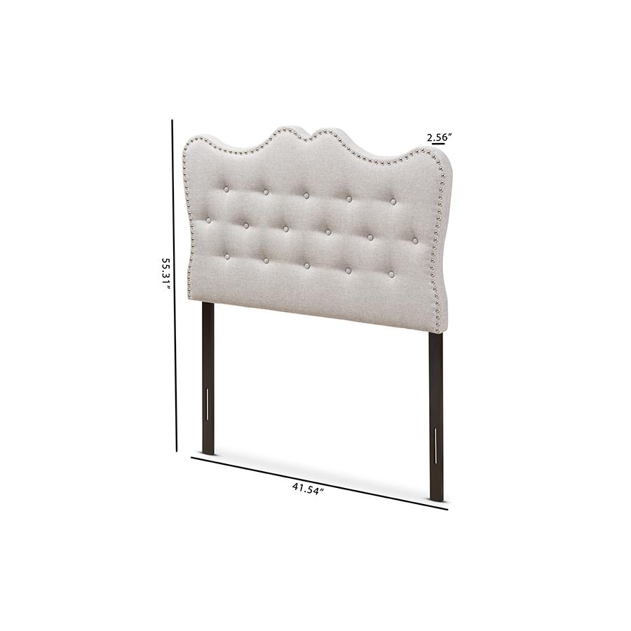 Emma Modern and Contemporary Greyish Beige Fabric Twin Size Headboard. Picture 6