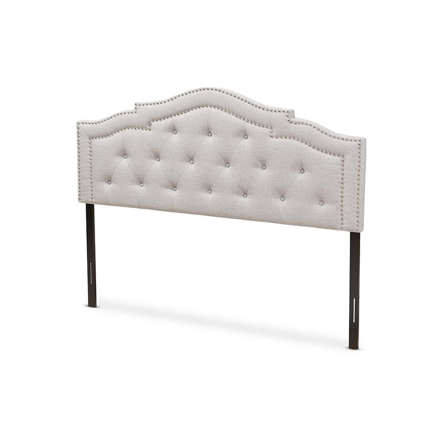 Edith Modern and Contemporary Greyish Beige Fabric King Size Headboard. Picture 1