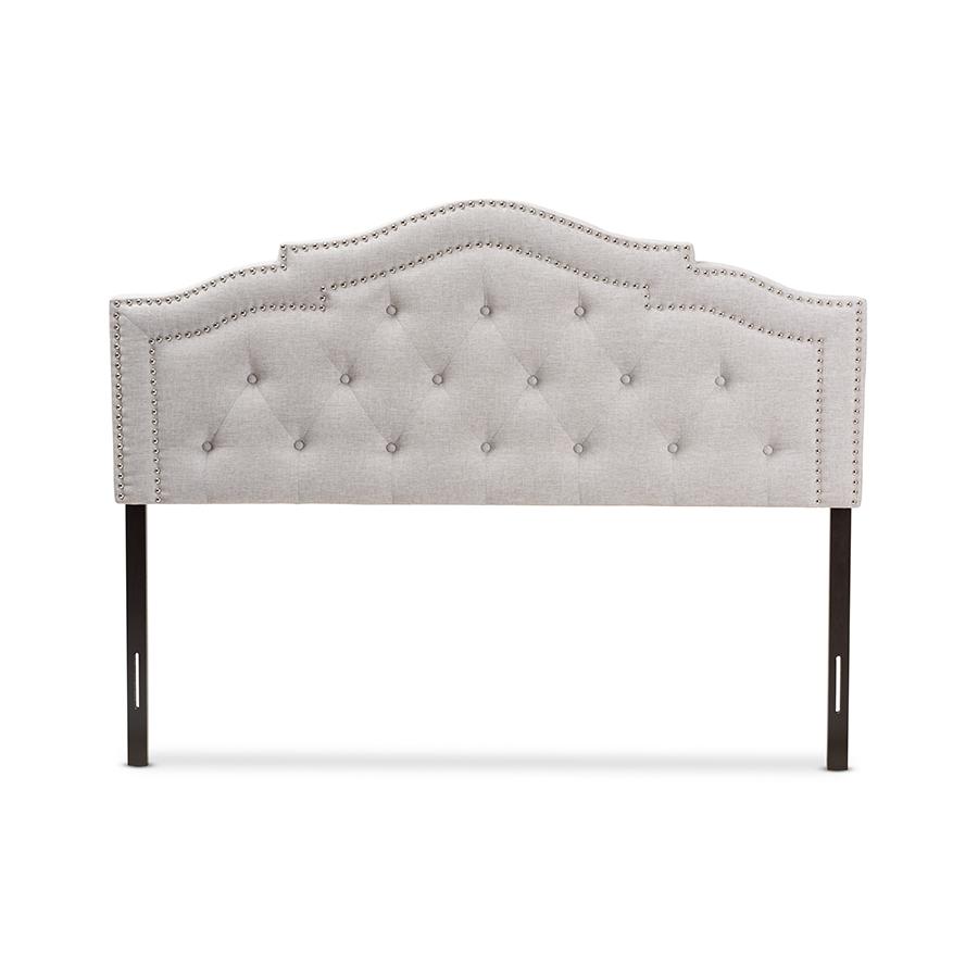 Edith Modern and Contemporary Greyish Beige Fabric King Size Headboard. Picture 2