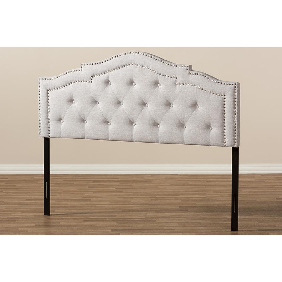 Edith Modern and Contemporary Greyish Beige Fabric Queen Size Headboard. Picture 5