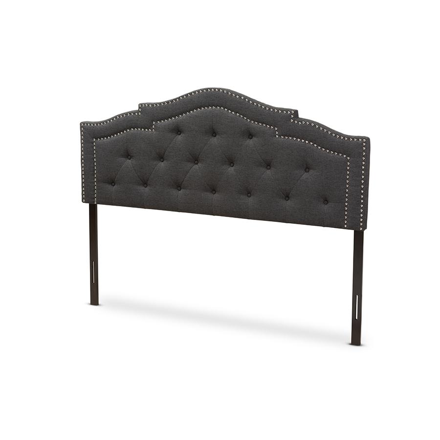 Edith Modern and Contemporary Dark Grey Fabric King Size Headboard. The main picture.
