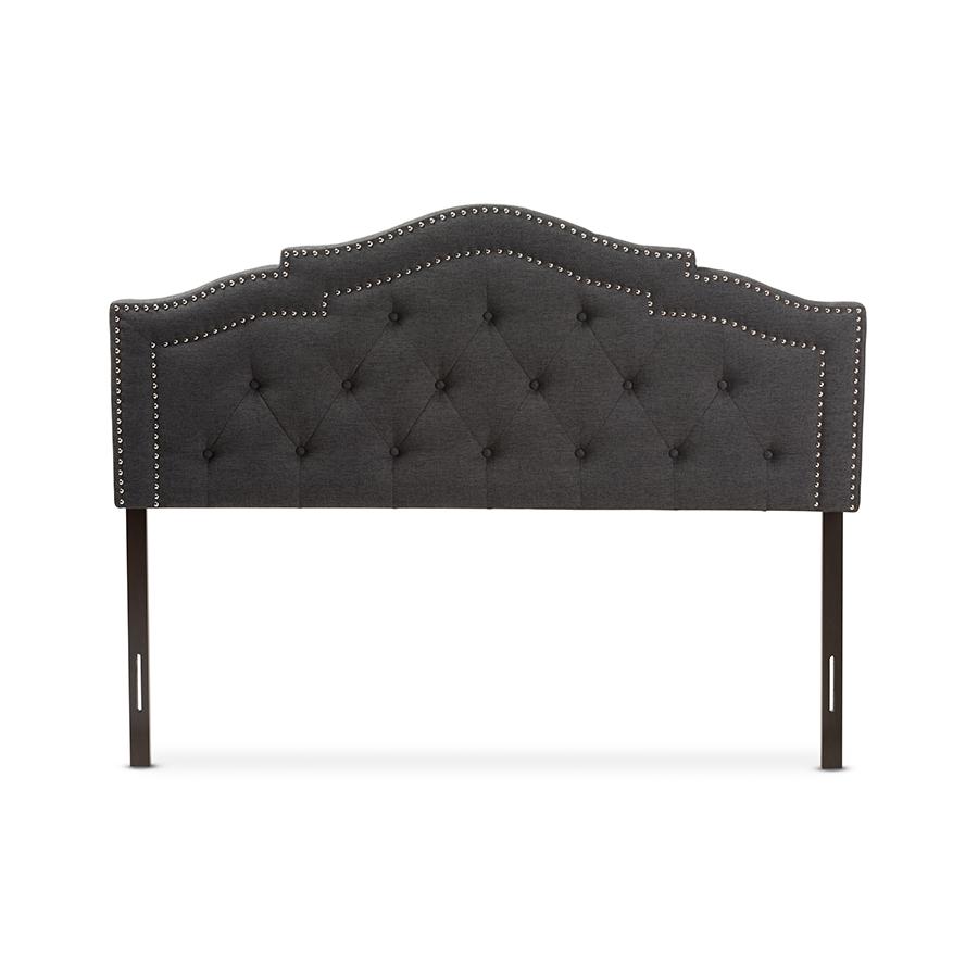 Edith Modern and Contemporary Dark Grey Fabric King Size Headboard. Picture 2
