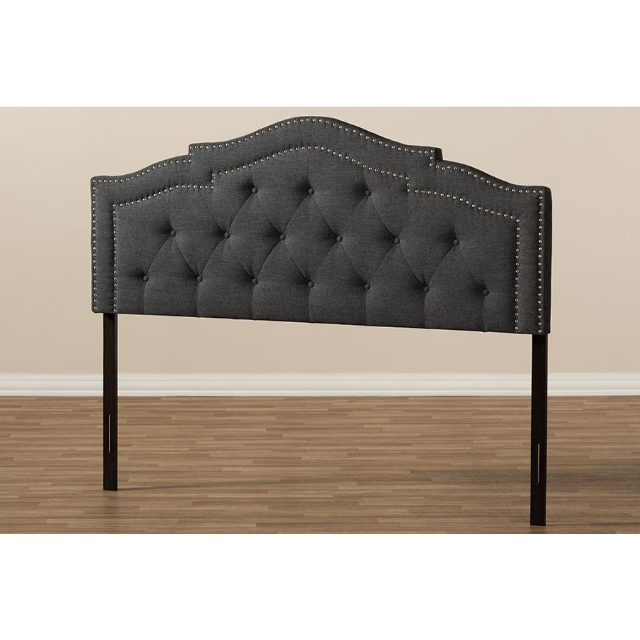 Edith Modern and Contemporary Dark Grey Fabric King Size Headboard. Picture 5