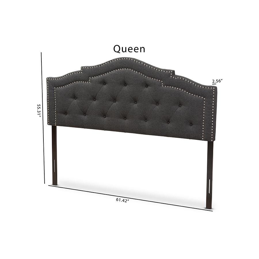 Edith Modern and Contemporary Dark Grey Fabric Queen Size Headboard. Picture 6