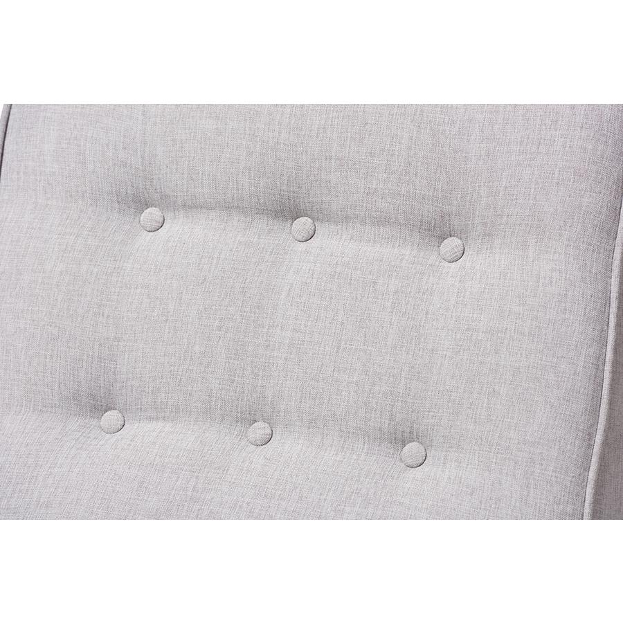 Marlena Mid-Century Modern Greyish Beige Fabric Upholstered Whitewash Wood Rocking Chair. Picture 6