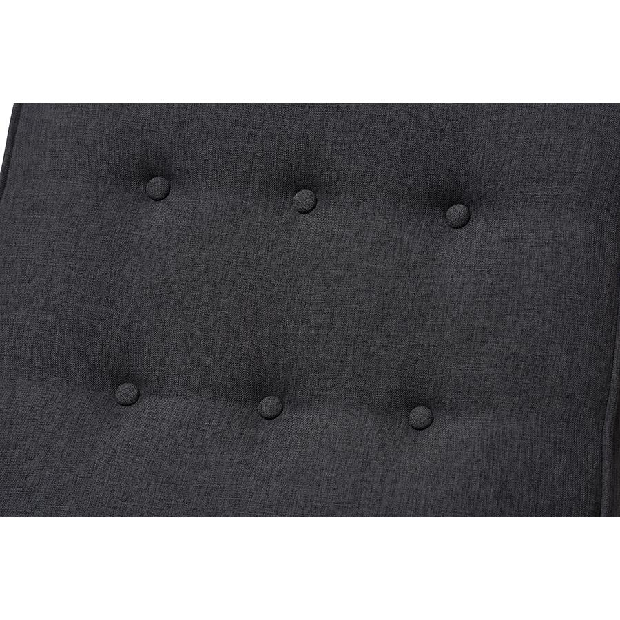 Dark Grey Fabric Upholstered Whitewash Wood Rocking Chair. Picture 5