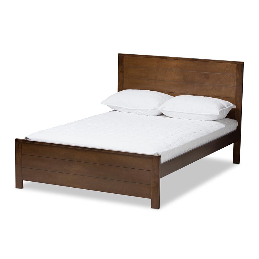 Catalina Modern Classic Mission Style Brown-Finished Wood Full Platform Bed. Picture 1