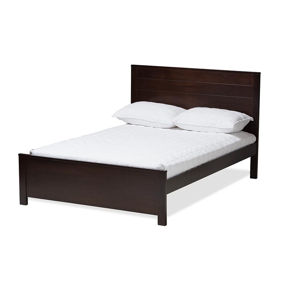 Catalina Modern Classic Mission Style Dark Brown-Finished Wood Full Platform Bed. Picture 1