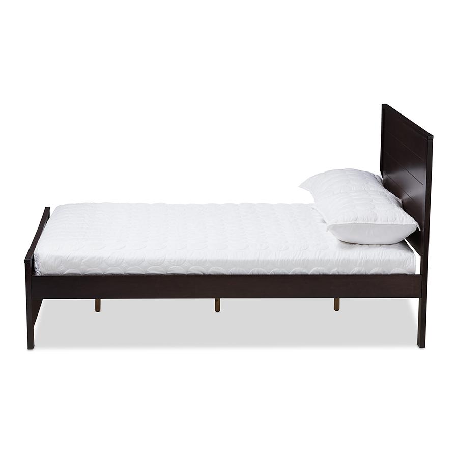Catalina Modern Classic Mission Style Dark Brown-Finished Wood Full Platform Bed. Picture 3