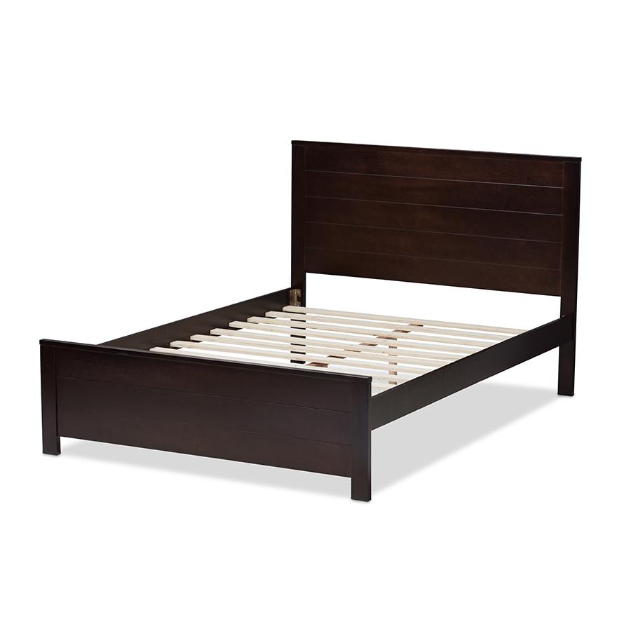 Catalina Modern Classic Mission Style Dark Brown-Finished Wood Full Platform Bed. Picture 4