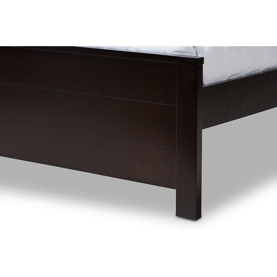 Catalina Modern Classic Mission Style Dark Brown-Finished Wood Full Platform Bed. Picture 6