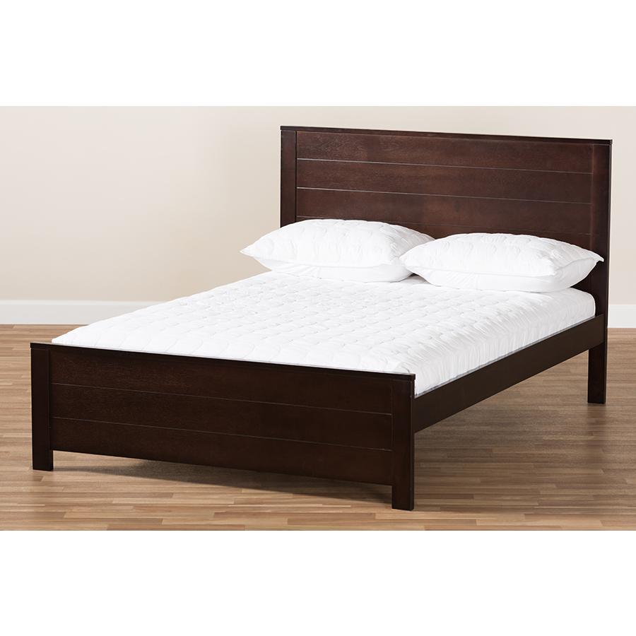 Catalina Modern Classic Mission Style Dark Brown-Finished Wood Full Platform Bed. Picture 8
