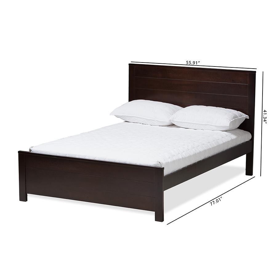 Catalina Modern Classic Mission Style Dark Brown-Finished Wood Full Platform Bed. Picture 8