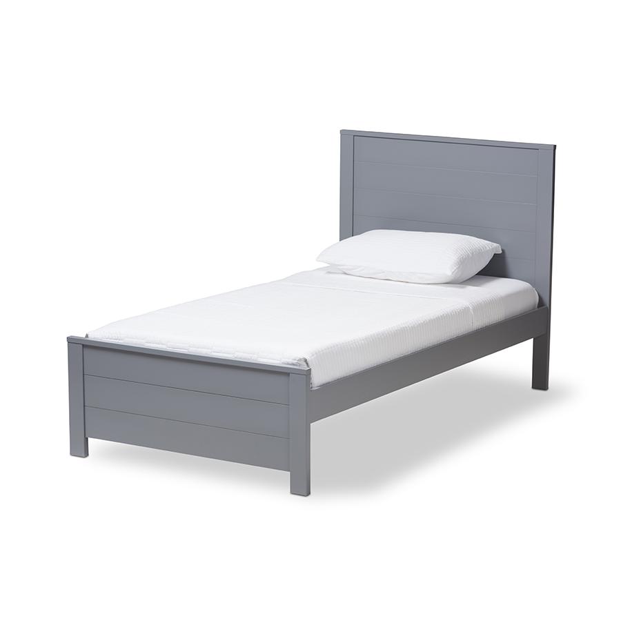 Catalina Modern Classic Mission Style Grey-Finished Wood Twin Platform Bed. Picture 1