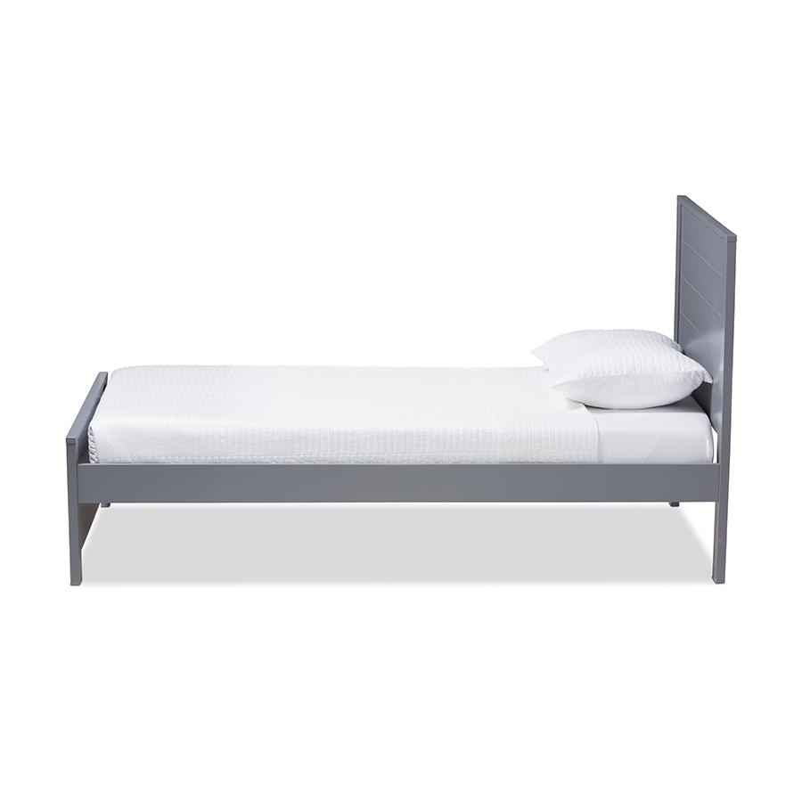 Catalina Modern Classic Mission Style Grey-Finished Wood Twin Platform Bed. Picture 3