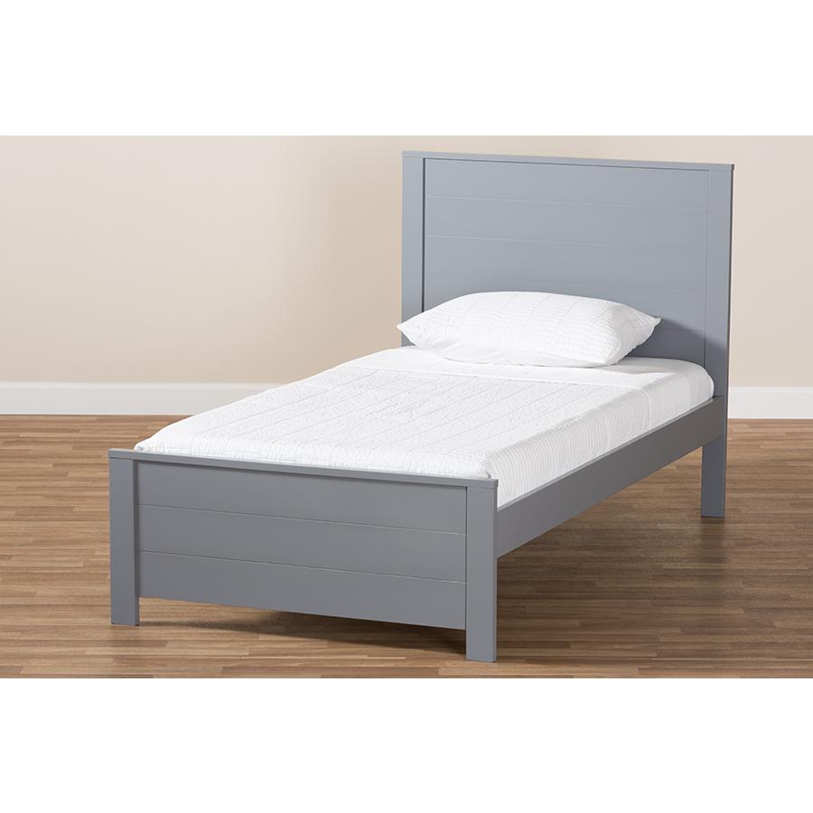 Catalina Modern Classic Mission Style Grey-Finished Wood Twin Platform Bed. Picture 7