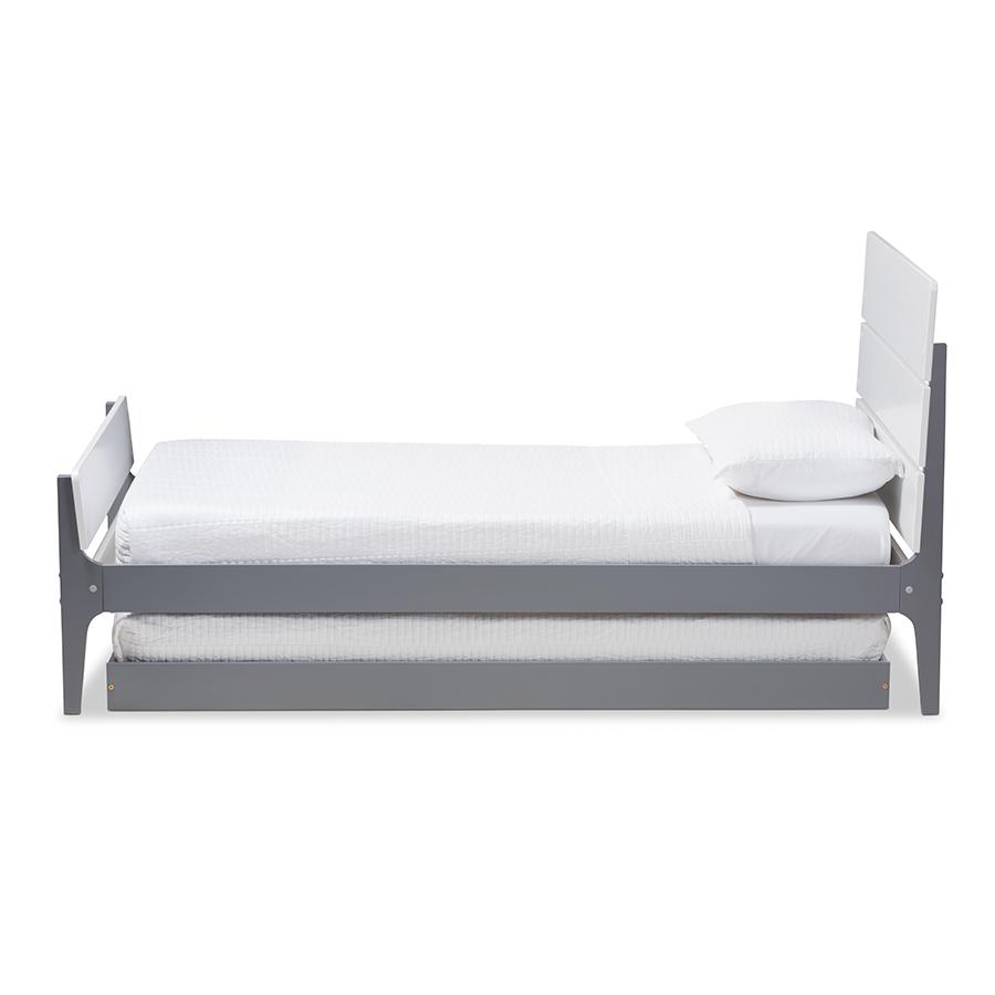 Classic Mission Style White and Grey-Finished Wood Twin Platform Bed. Picture 4