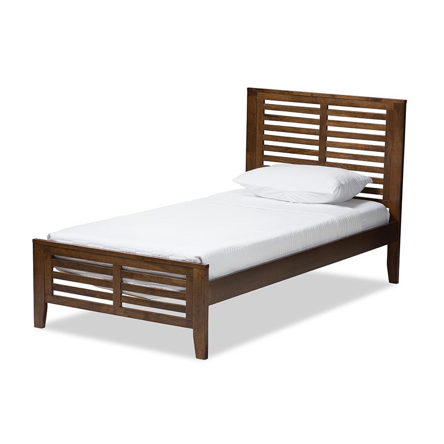 Sedona Modern Classic Mission Style Brown-Finished Wood Twin Platform Bed. Picture 1