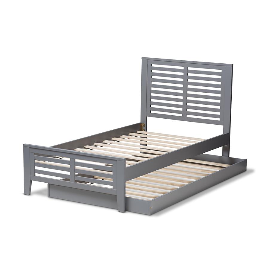 Classic Mission Style Grey Finished Wood Twin Platform Bed with