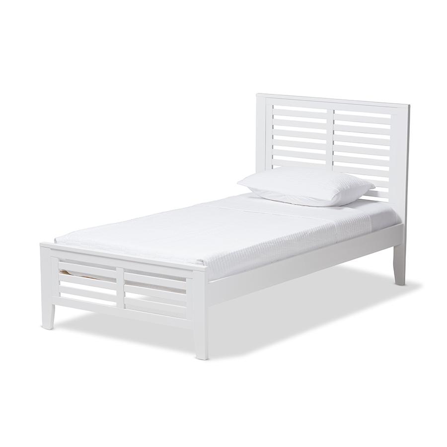 Sedona Modern Classic Mission Style White-Finished Wood Twin Platform Bed. Picture 1