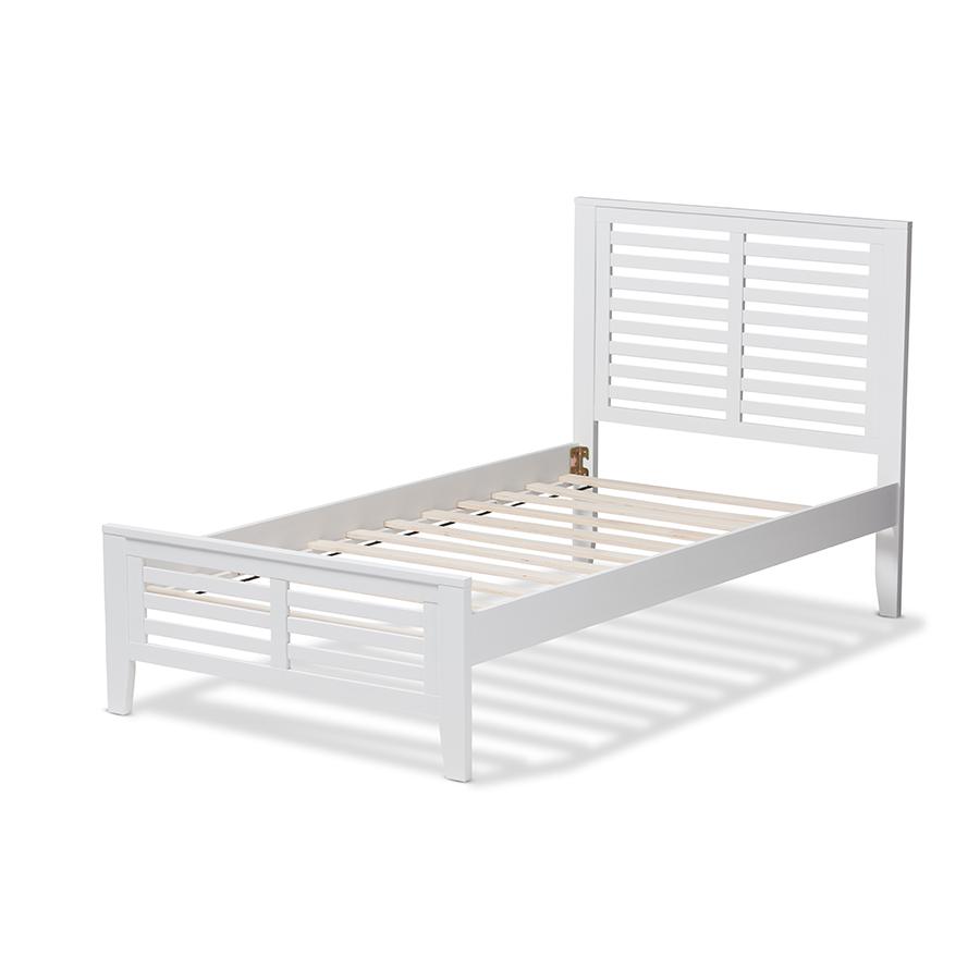 Sedona Modern Classic Mission Style White-Finished Wood Twin Platform Bed. Picture 4