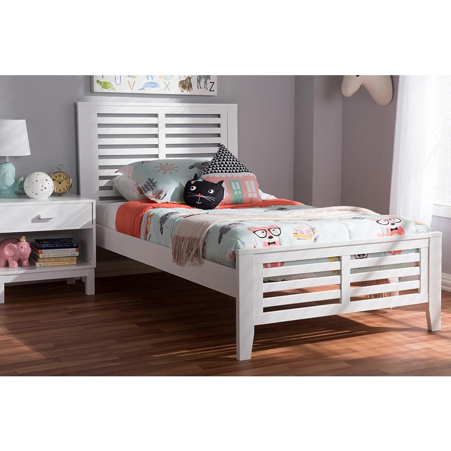 Sedona Modern Classic Mission Style White-Finished Wood Twin Platform Bed. Picture 2