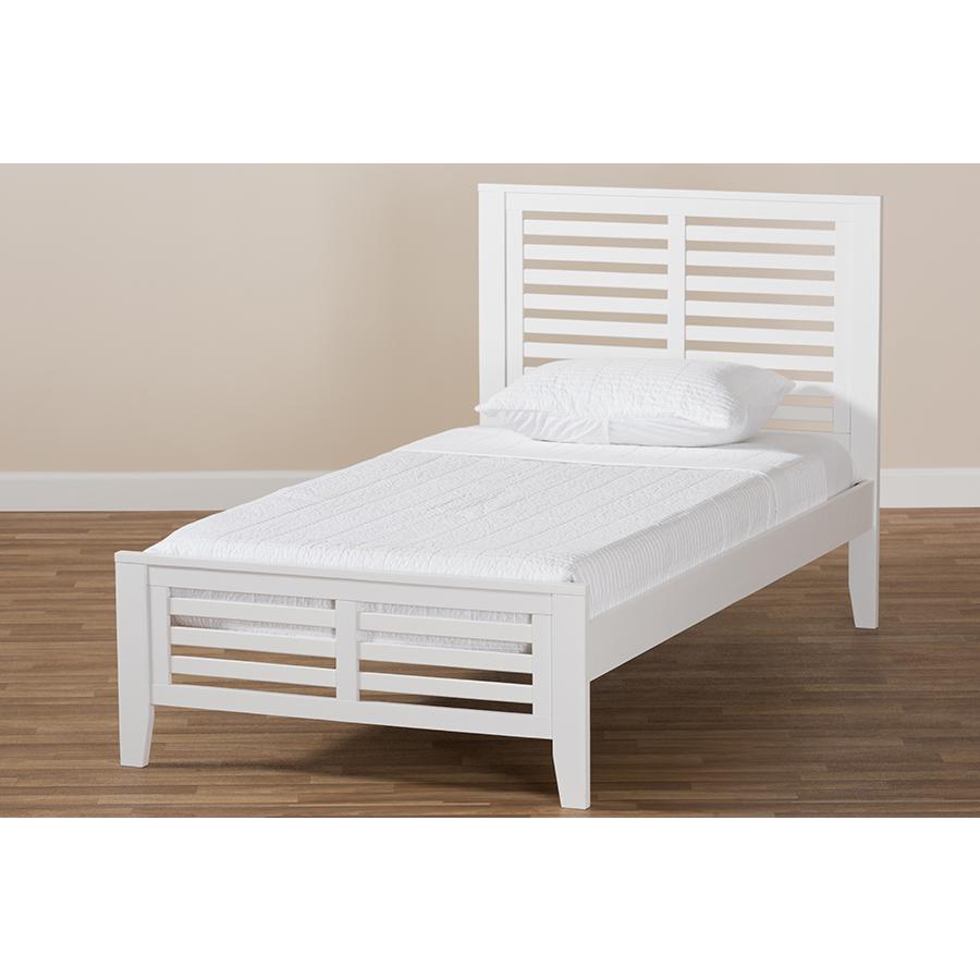 Sedona Modern Classic Mission Style White-Finished Wood Twin Platform Bed. Picture 8