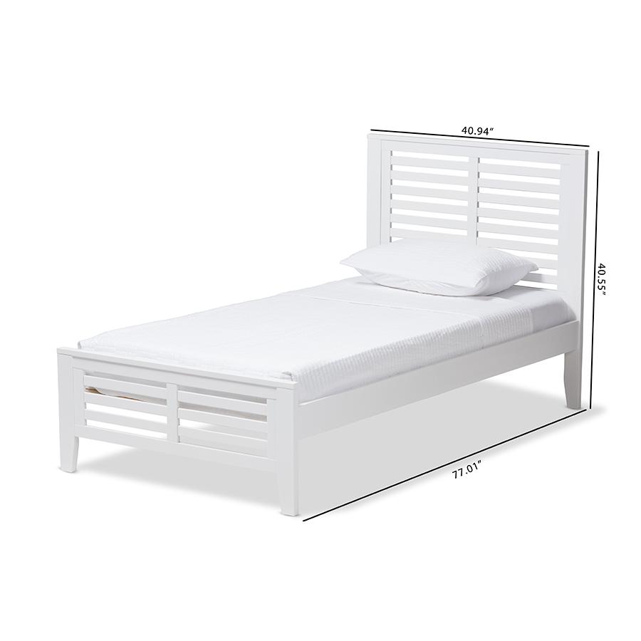 Sedona Modern Classic Mission Style White-Finished Wood Twin Platform Bed. Picture 9