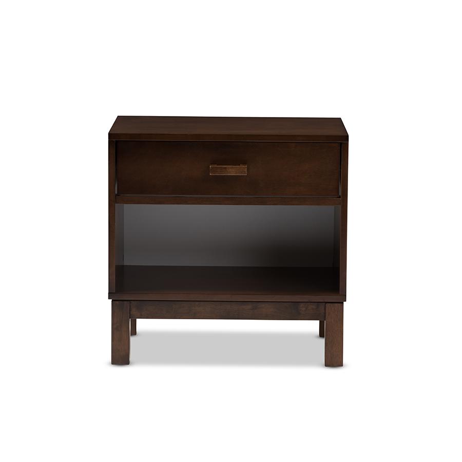 Deirdre Modern and Contemporary Brown Wood 1-Drawer Nightstand. Picture 4