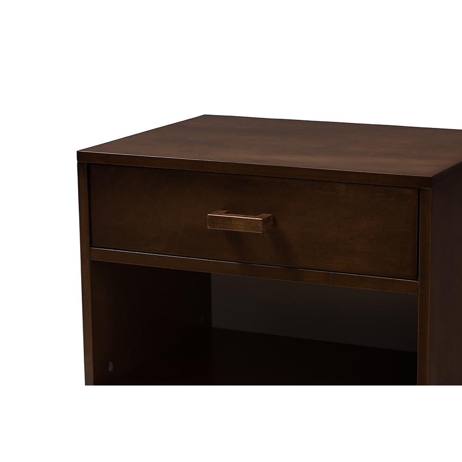 Deirdre Modern and Contemporary Brown Wood 1-Drawer Nightstand. Picture 6