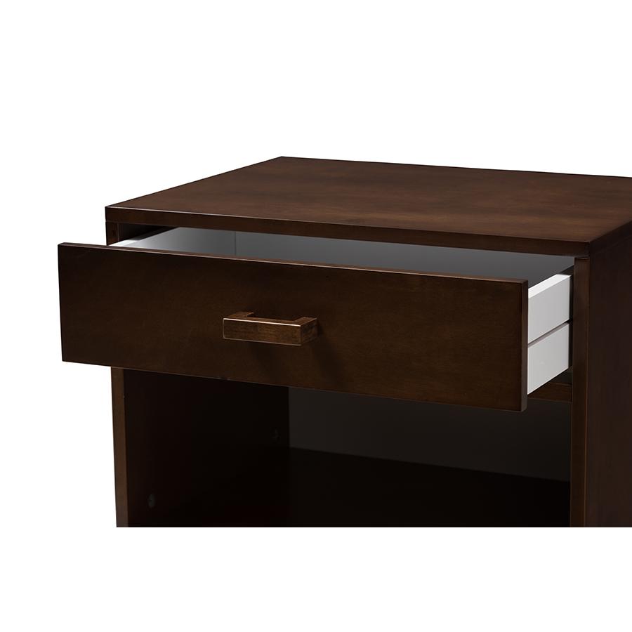Deirdre Modern and Contemporary Brown Wood 1-Drawer Nightstand. Picture 7