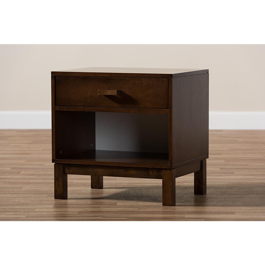 Deirdre Modern and Contemporary Brown Wood 1-Drawer Nightstand. Picture 10