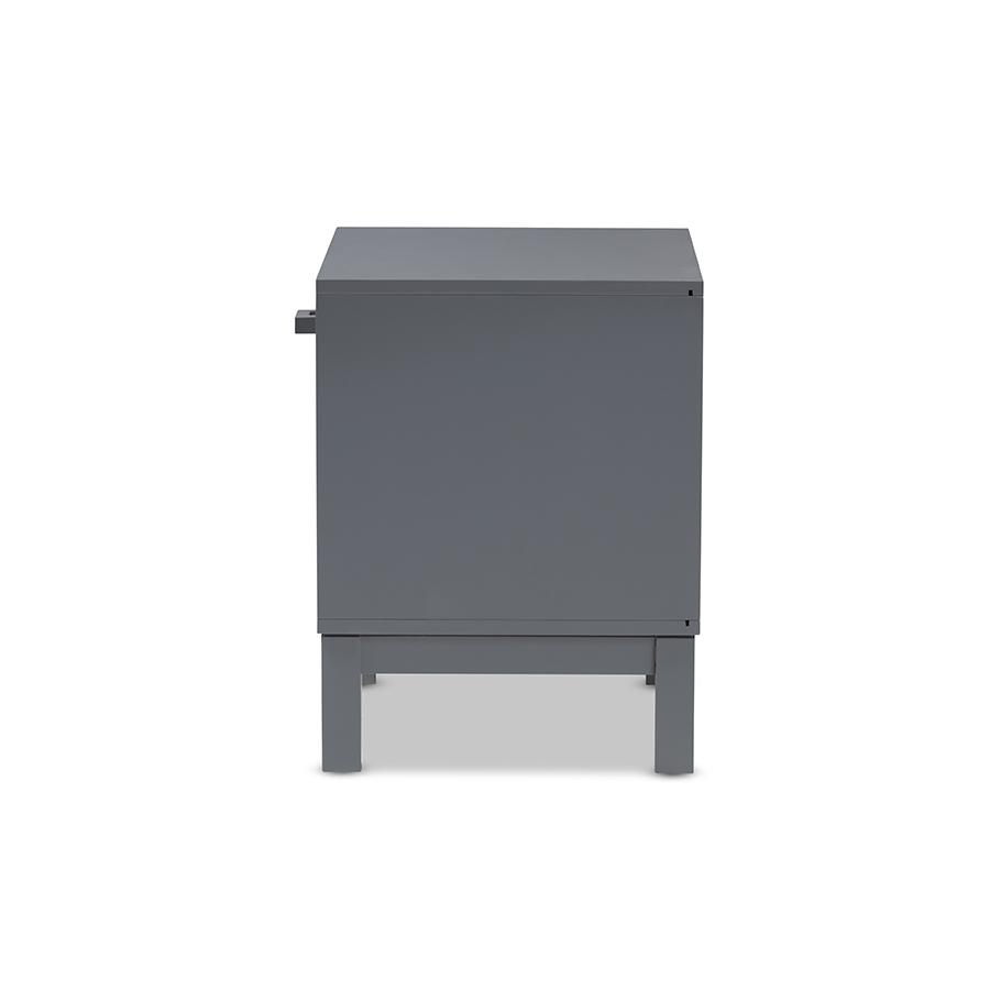 Deirdre Modern and Contemporary Grey Wood 1-Drawer Nightstand. Picture 5