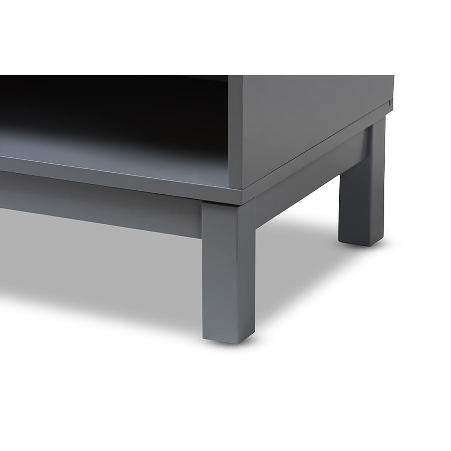 Deirdre Modern and Contemporary Grey Wood 1-Drawer Nightstand. Picture 8