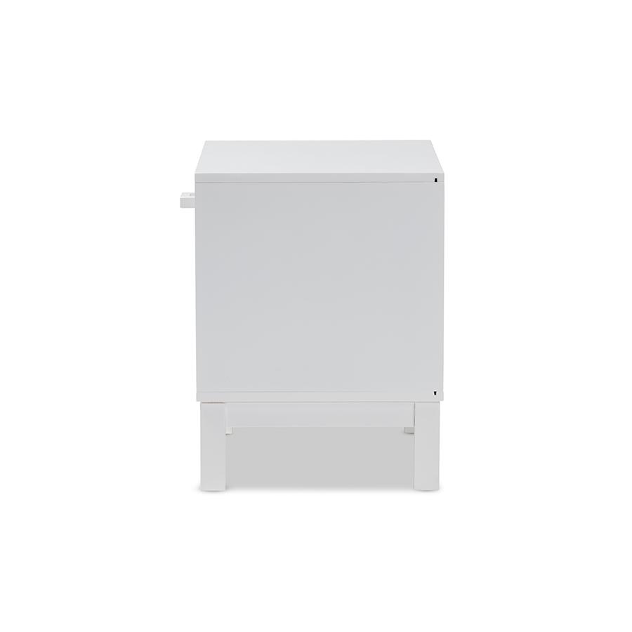 Deirdre Modern and Contemporary White Wood 1-Drawer Nightstand. Picture 5
