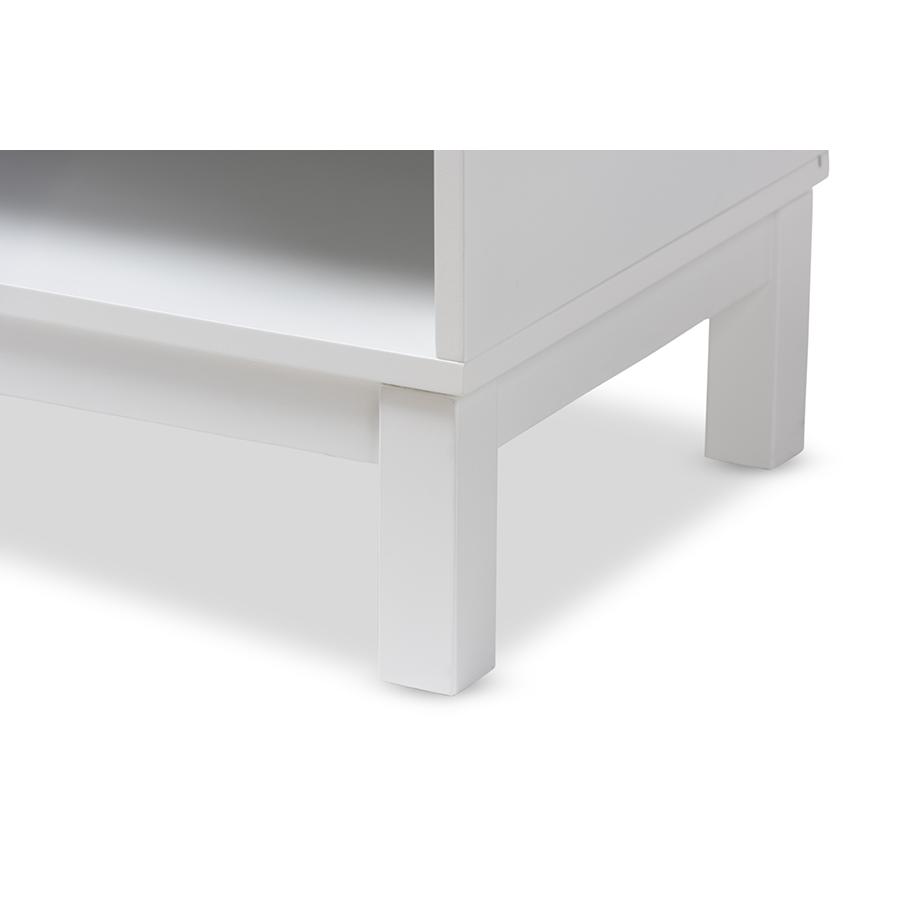 Deirdre Modern and Contemporary White Wood 1-Drawer Nightstand. Picture 8