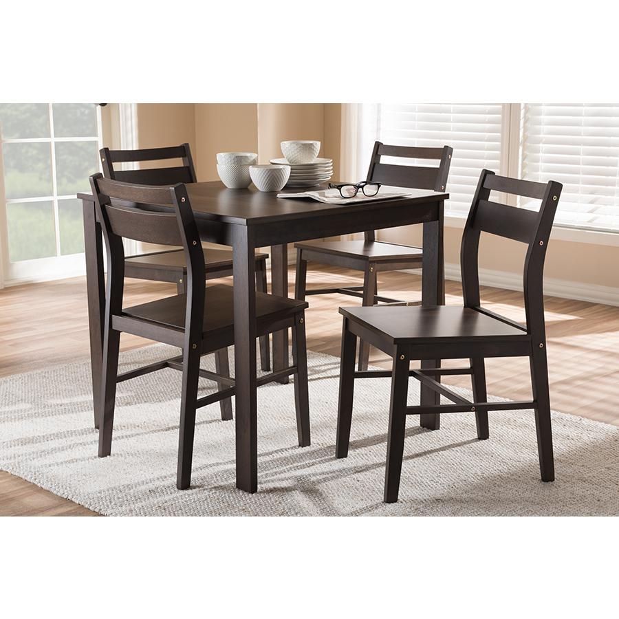 Baxton Studio Lovy Modern and Contemporary Walnut-Finished 5-Piece Dining Set. Picture 4