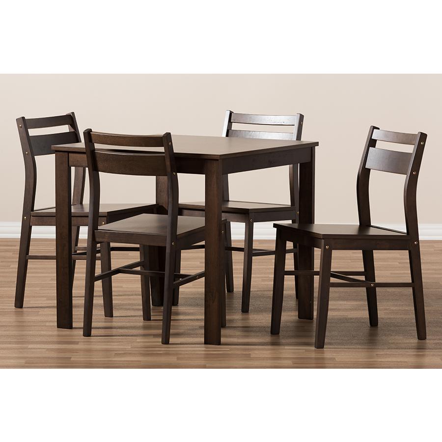 Baxton Studio Lovy Modern and Contemporary Walnut-Finished 5-Piece Dining Set. Picture 5