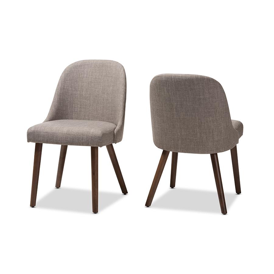 Light Grey Fabric Upholstered Walnut Finished Wood Dining Chair (Set of 2). Picture 1