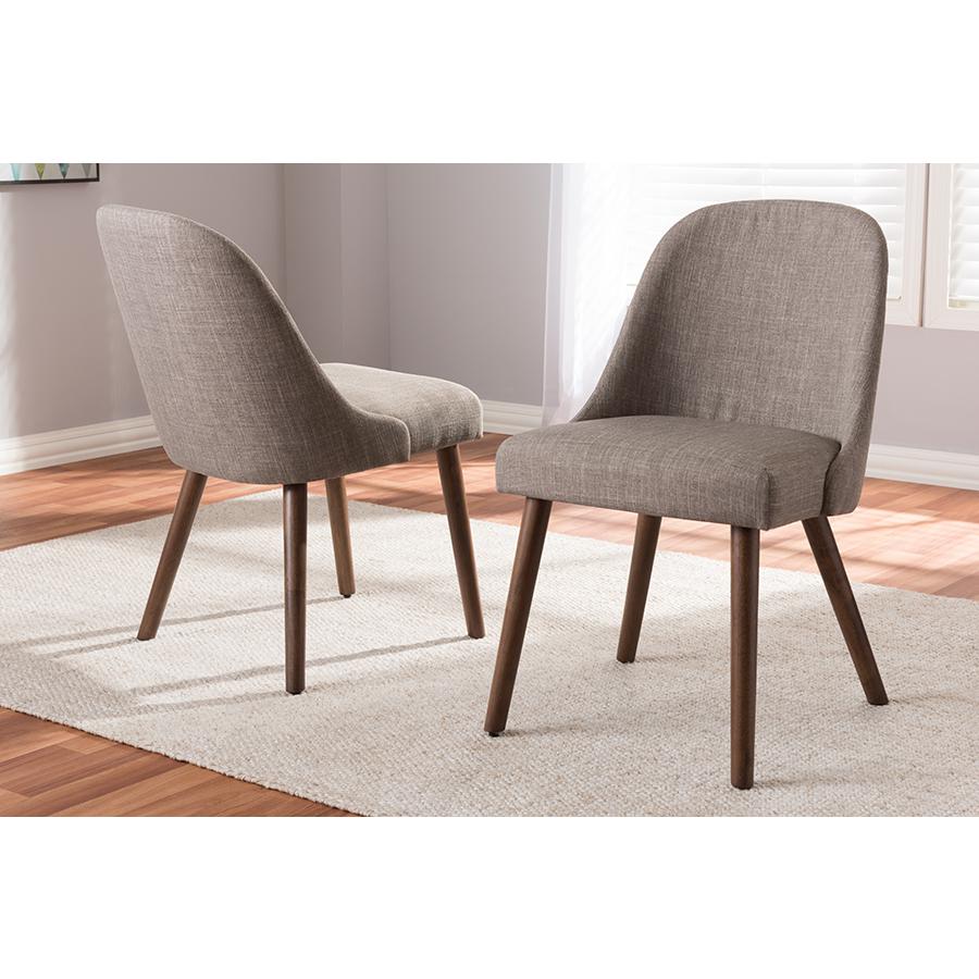 Light Grey Fabric Upholstered Walnut Finished Wood Dining Chair (Set of 2). Picture 6