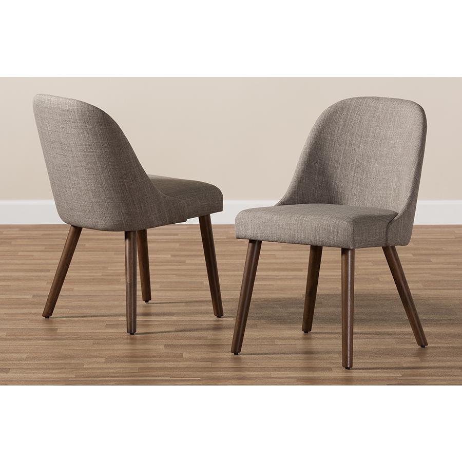 Light Grey Fabric Upholstered Walnut Finished Wood Dining Chair (Set of 2). Picture 7