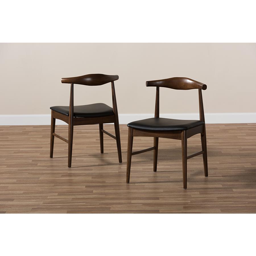 Winton Mid-Century Modern Walnut Wood Dining Chair Set of 2. Picture 8