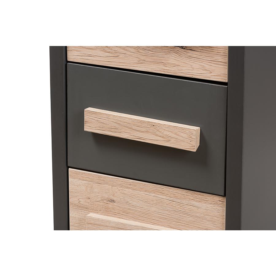 Pandora Modern and Contemporary Dark Grey and Light Brown Two-Tone 4-Drawer Storage Cabinet. Picture 6