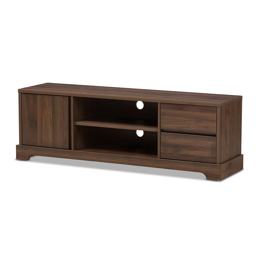 Burnwood Modern and Contemporary Walnut Brown Finished Wood TV Stand. Picture 1