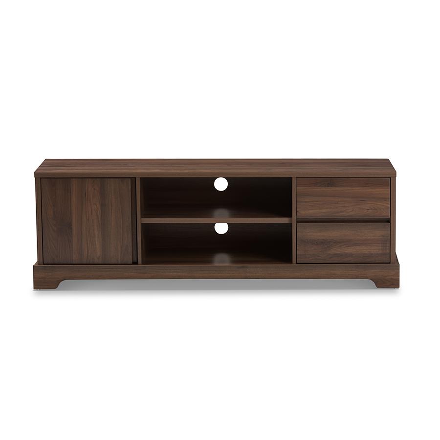 Burnwood Modern and Contemporary Walnut Brown Finished Wood TV Stand. Picture 4