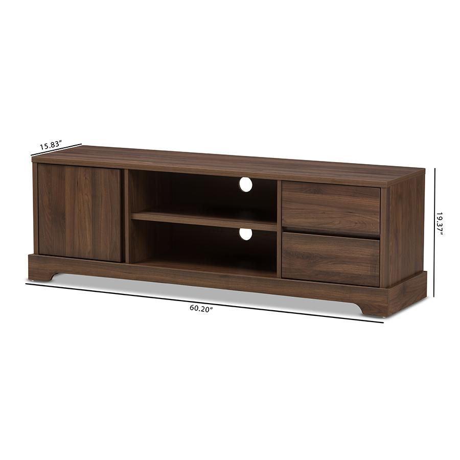Burnwood Modern and Contemporary Walnut Brown Finished Wood TV Stand. Picture 10
