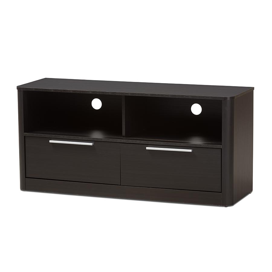 Espresso Brown Finished Wood 2-Drawer TV Stand. Picture 1