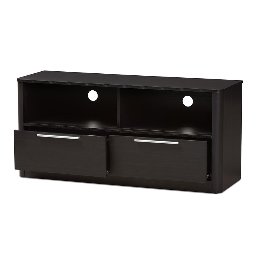 Carlingford Modern and Contemporary Espresso Brown Finished Wood 2-Drawer TV Stand. Picture 3