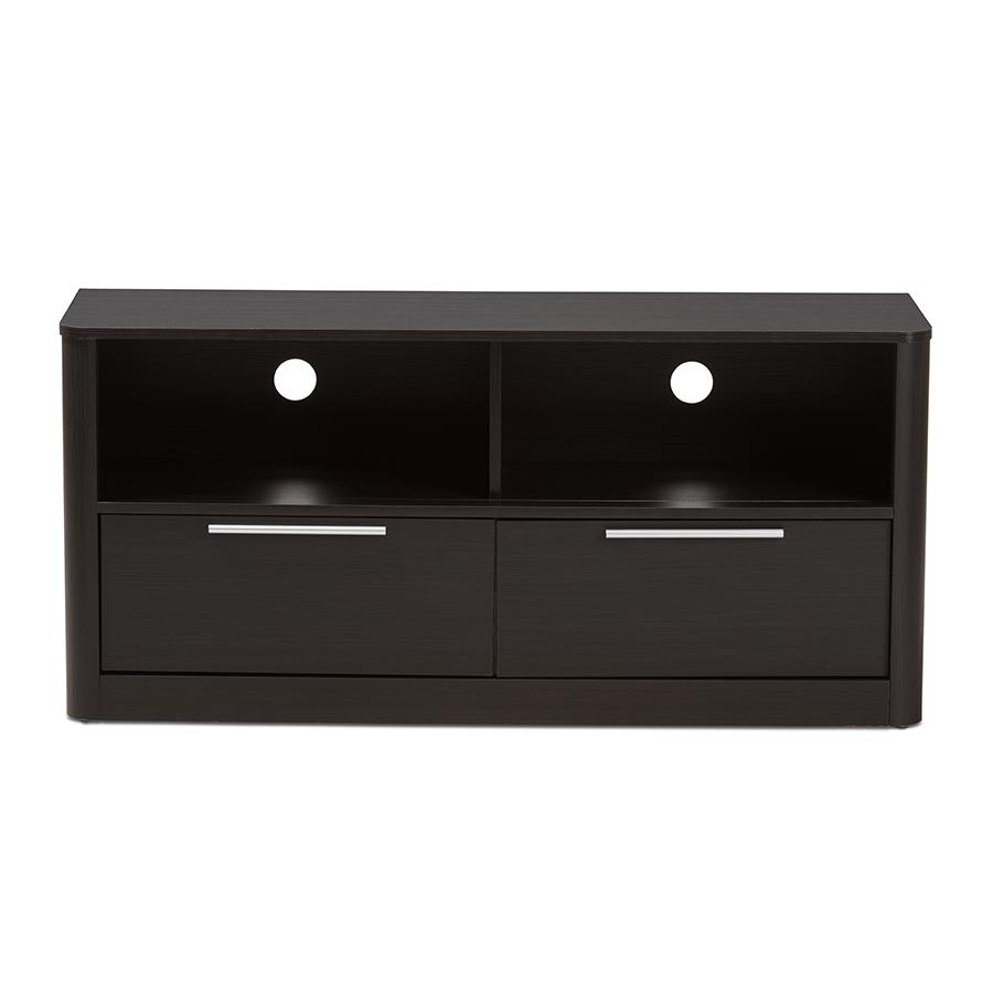 Carlingford Modern and Contemporary Espresso Brown Finished Wood 2-Drawer TV Stand. Picture 4