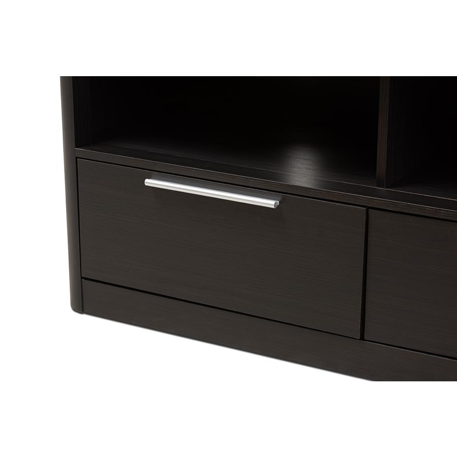 Carlingford Modern and Contemporary Espresso Brown Finished Wood 2-Drawer TV Stand. Picture 7